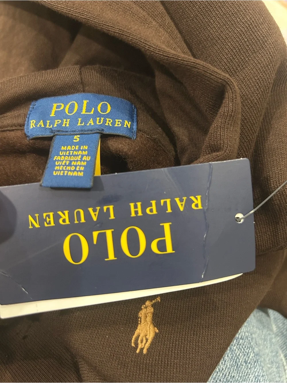Ralph Lauren Kids Chocolate Brown Hooded Sweatshirt with Gold Pony
